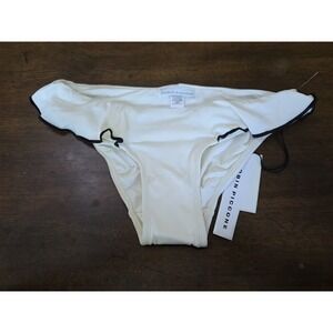 NWT Robin Piccone Malia XXS white black Ruffle Bikini Swim Bottom 126513